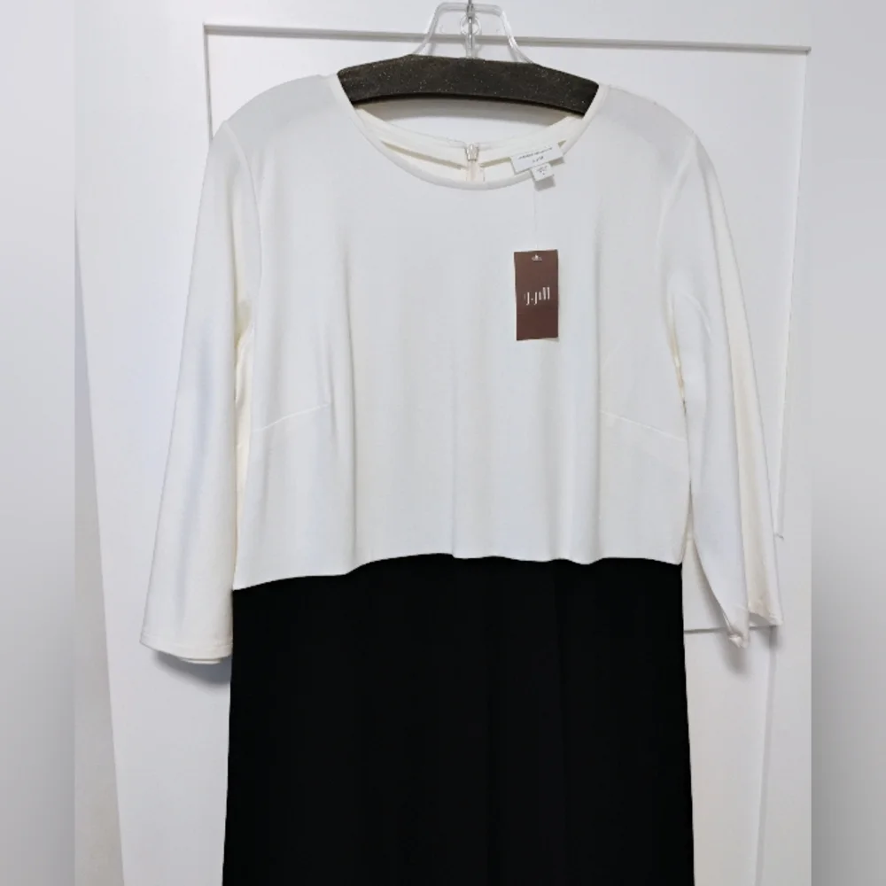 Christian Siriano for J. Jill Cream Black Embroidered Ponte Knit Dress - Picture 4 of 4